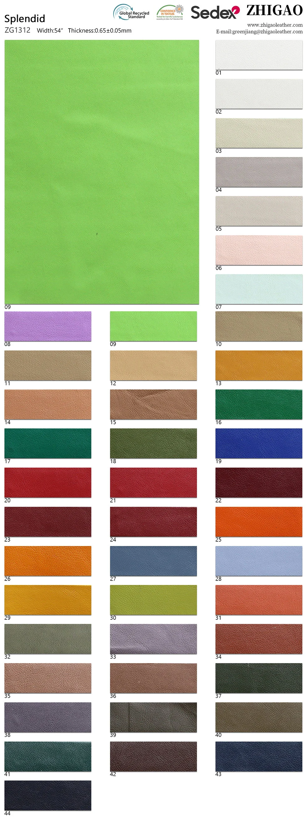 Suede Same Color Backing PU Faux Leather Clothing Fabric